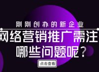 刚创办的新企业，对于网络营销推广该注意哪些问题呢？