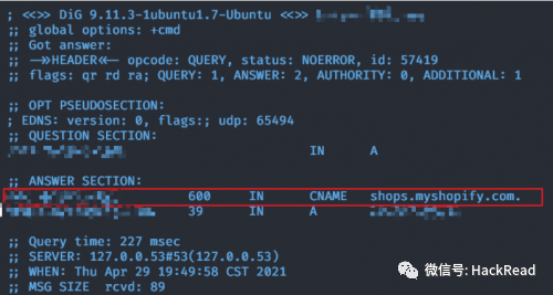 另外使用dig命令查看hacker.xxxxxx.com的CNAME记录.png