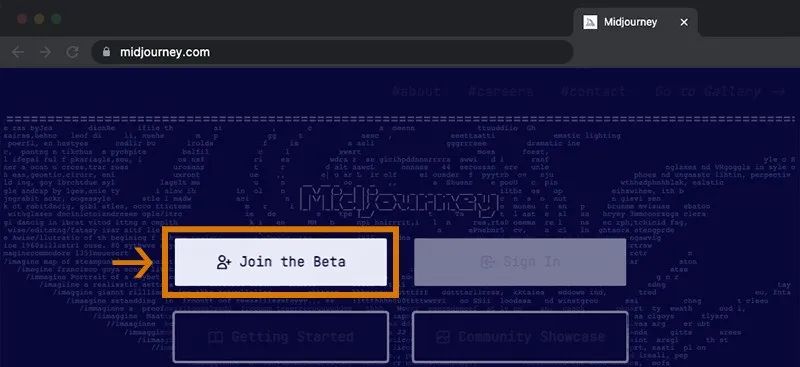 在Midjourney官网上点击Join the beta.jpg