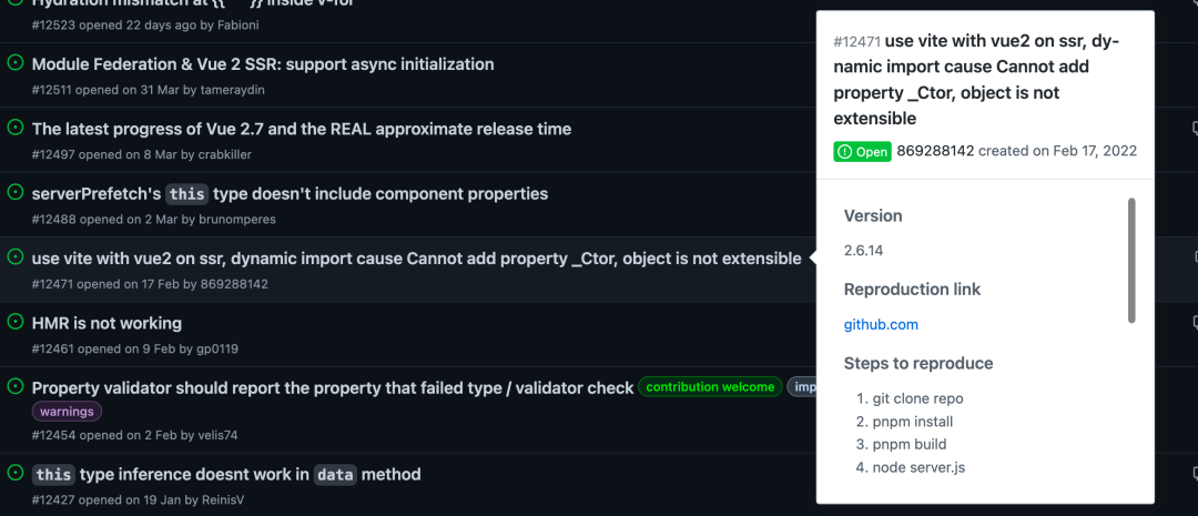 GitHub Hovercard